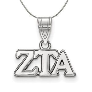 Sterling Silver Zeta Tau Alpha Medium Greek Necklace - 24 Inch
